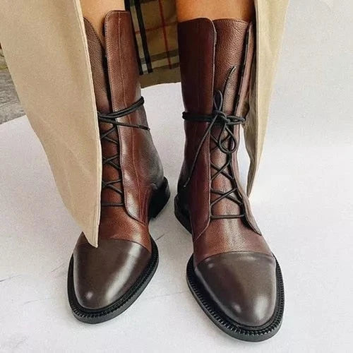 Merel | Dames Veterlaarzen Winter – Omslagrand en Comfortabele Grip Zool