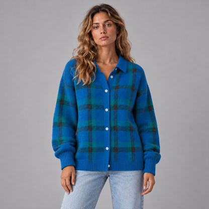 Merel | Warm Vest met Geruit Patroon – Retro Uitstraling en Ontspannen Pasvorm