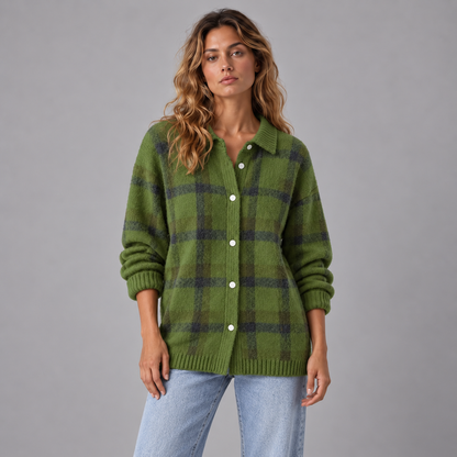 Merel | Warm Vest met Geruit Patroon – Retro Uitstraling en Ontspannen Pasvorm