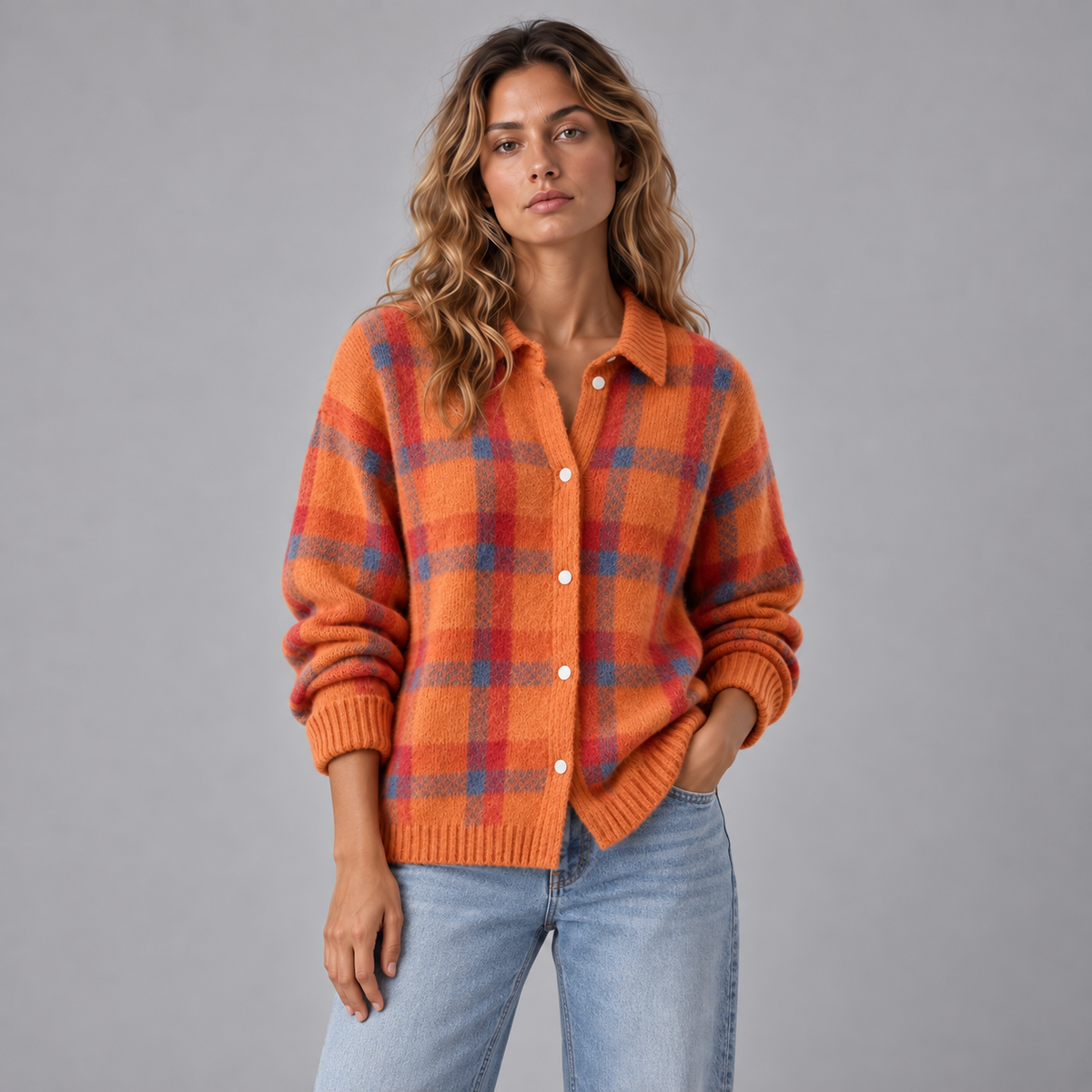 Merel | Warm Vest met Geruit Patroon – Retro Uitstraling en Ontspannen Pasvorm