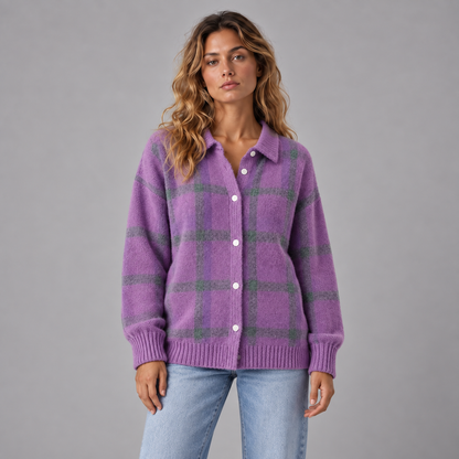 Merel | Warm Vest met Geruit Patroon – Retro Uitstraling en Ontspannen Pasvorm