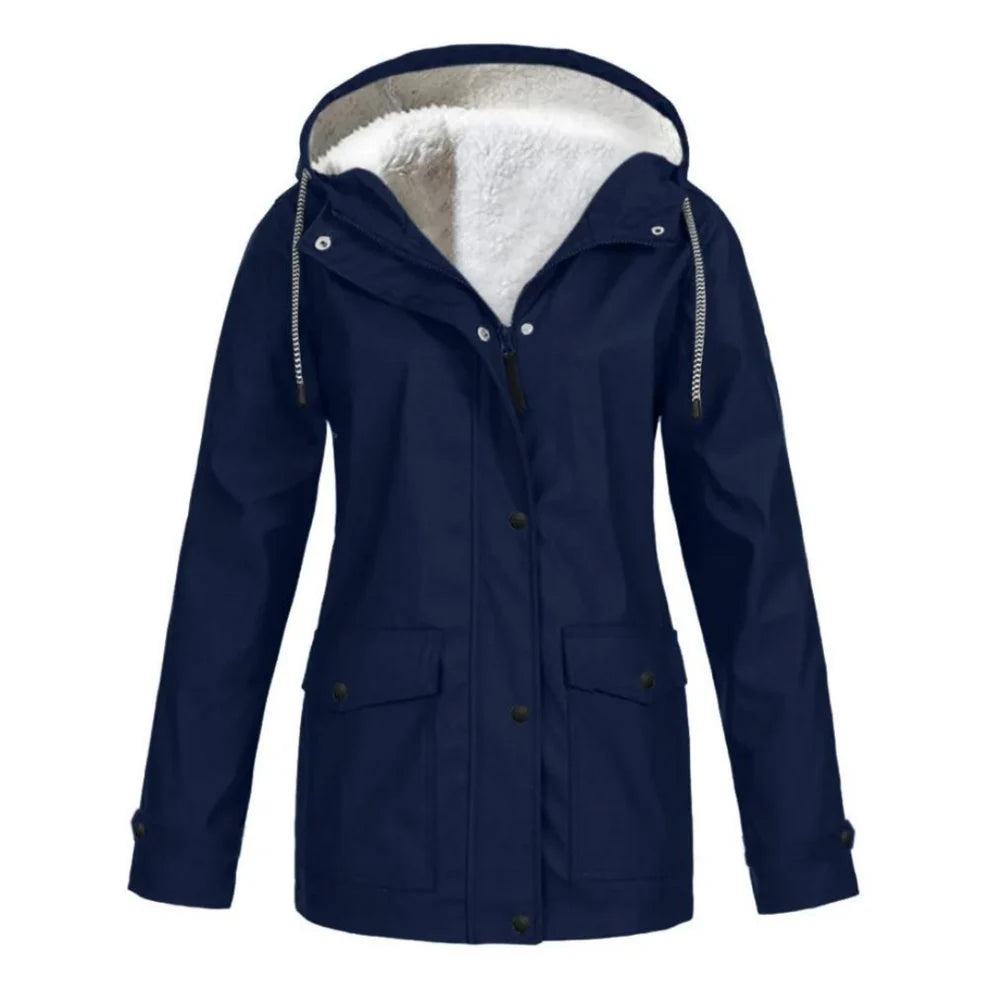 Mila | Dames Regenjas Windwerend – Warme Voering en Verstelbare Capuchon
