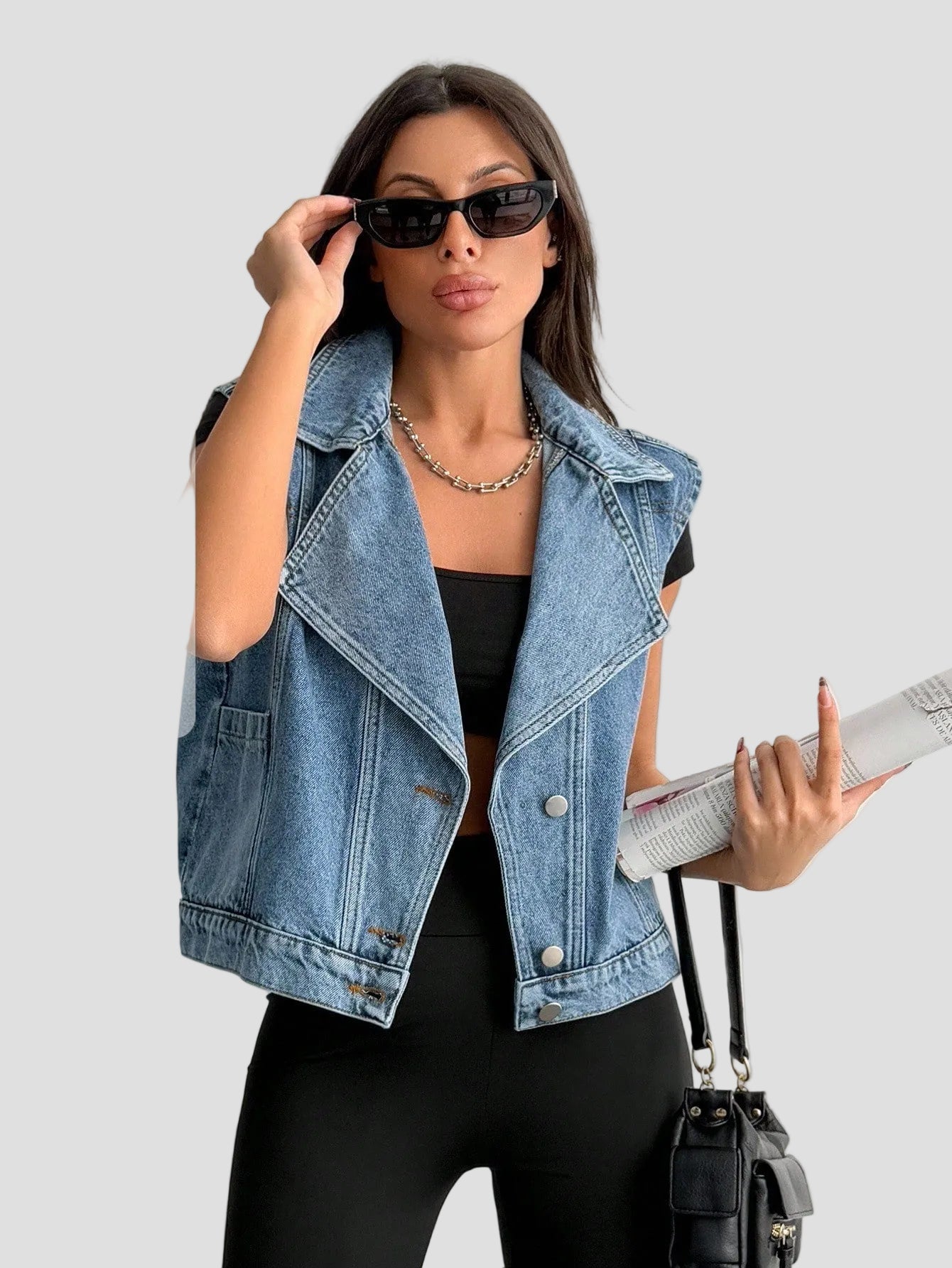 Lovia – Mouwloos Spijker Jacket