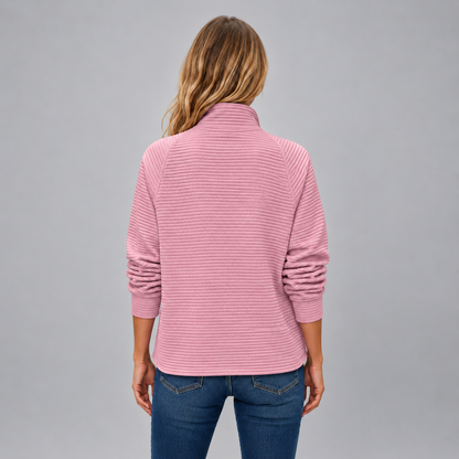 Nienke | Dames Trui Half-Zip Gebreide Stijl – Opstaande Kraag en Warme Structuur