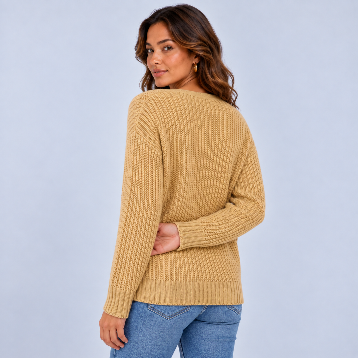 Nienke | Warme Trui met Kabelpatroon – V-Hals en Comfortabele Pasvorm