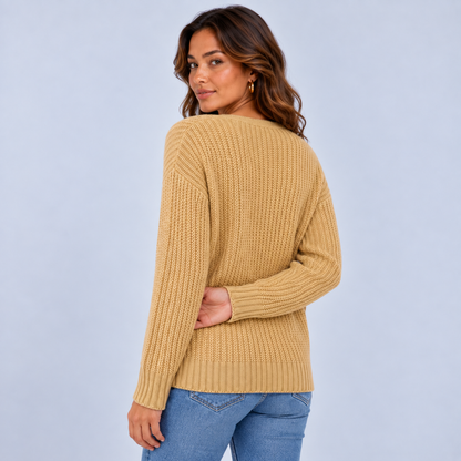 Nienke | Warme Trui met Kabelpatroon – V-Hals en Comfortabele Pasvorm