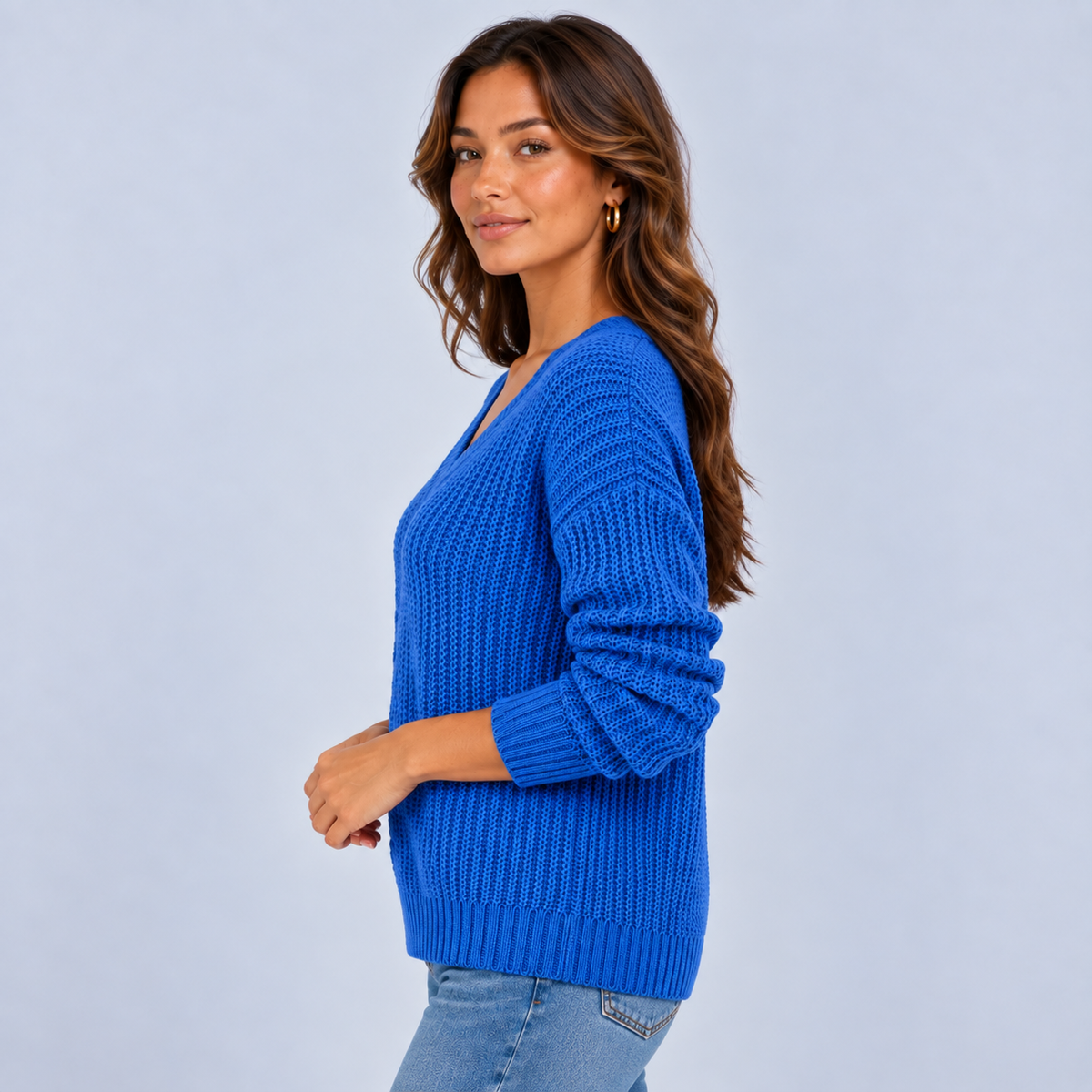 Nienke | Warme Trui met Kabelpatroon – V-Hals en Comfortabele Pasvorm