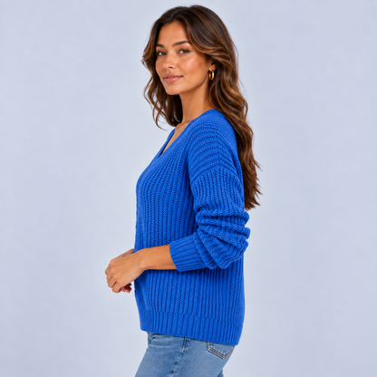 Nienke | Warme Trui met Kabelpatroon – V-Hals en Comfortabele Pasvorm