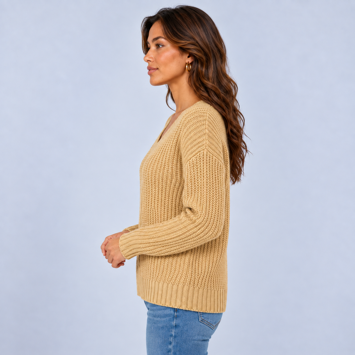 Nienke | Warme Trui met Kabelpatroon – V-Hals en Comfortabele Pasvorm