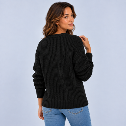 Nienke | Warme Trui met Kabelpatroon – V-Hals en Comfortabele Pasvorm