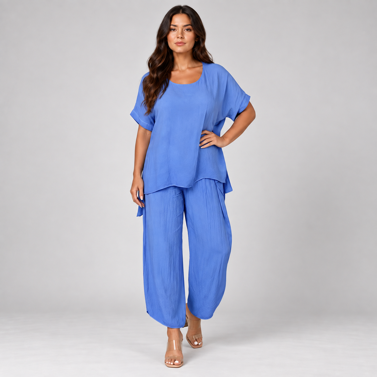 Noa | Dames Co-ord Set Casual – Oversized Top met Korte Mouwen en Wijde Broek
