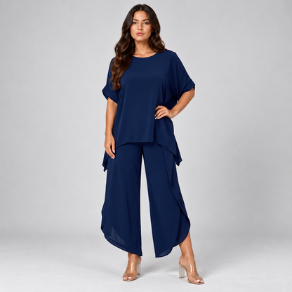 Noa | Dames Co-ord Set Casual – Oversized Top met Korte Mouwen en Wijde Broek