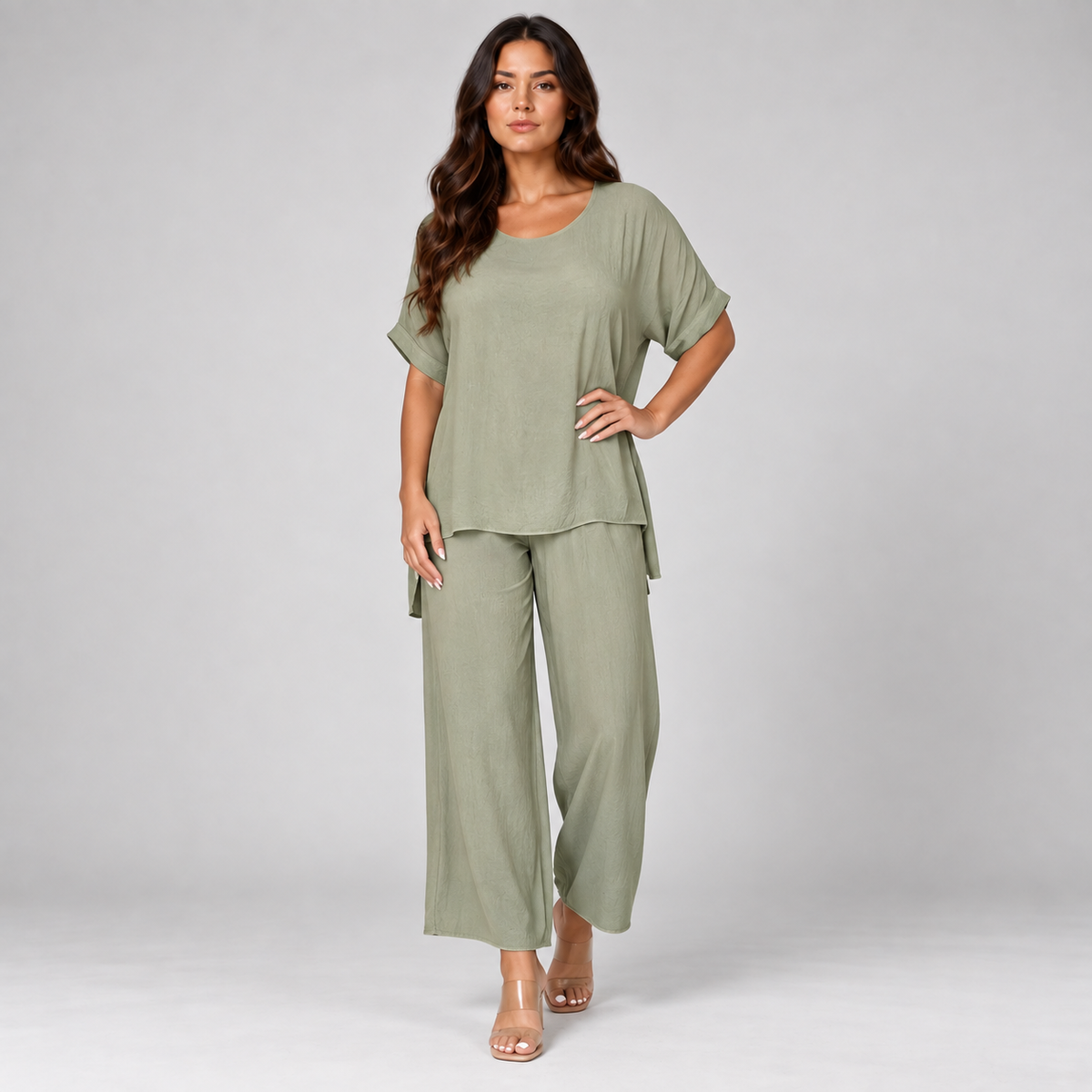 Noa | Dames Co-ord Set Casual – Oversized Top met Korte Mouwen en Wijde Broek