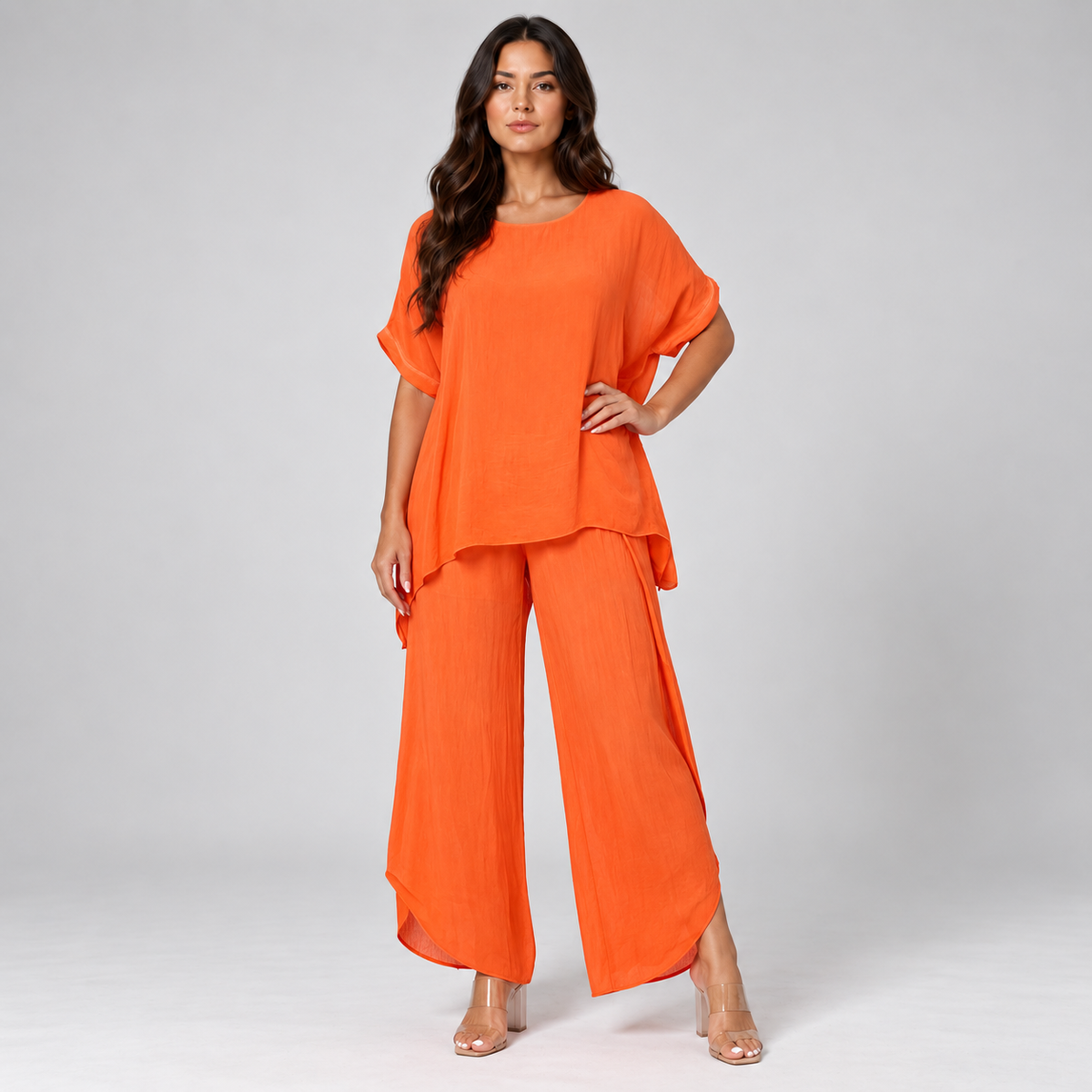 Noa | Dames Co-ord Set Casual – Oversized Top met Korte Mouwen en Wijde Broek