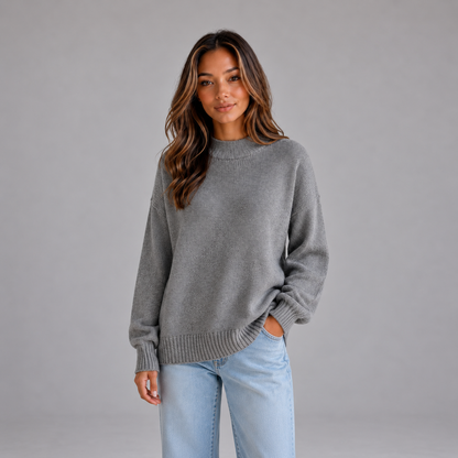 Noor | Dames Oversized Trui Longline – Hoge Hals en Relaxte Pasvorm