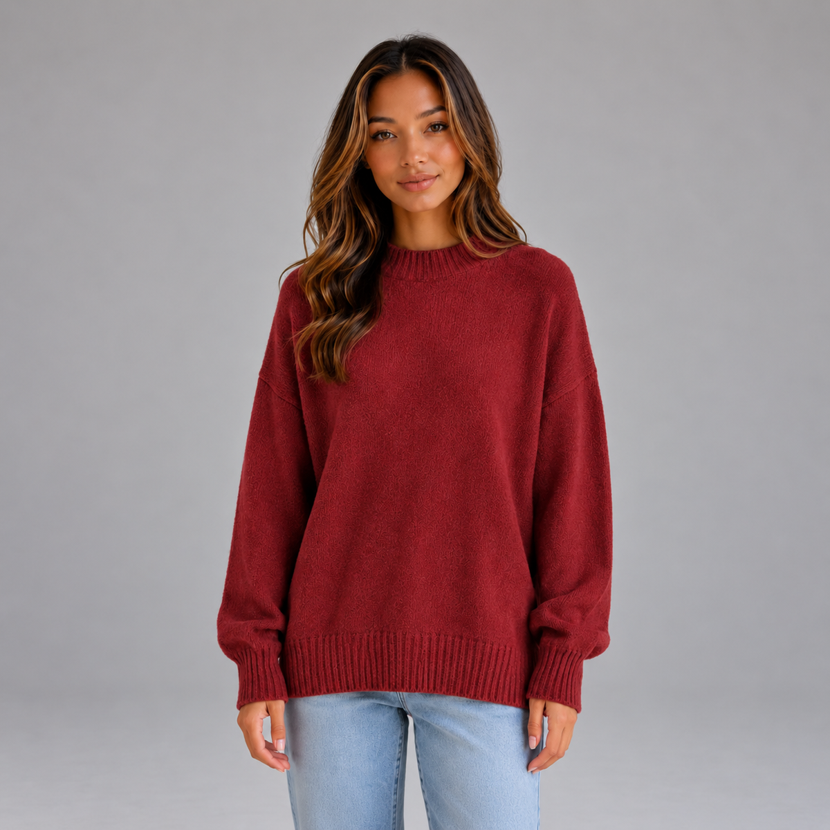 Noor | Dames Oversized Trui Longline – Hoge Hals en Relaxte Pasvorm