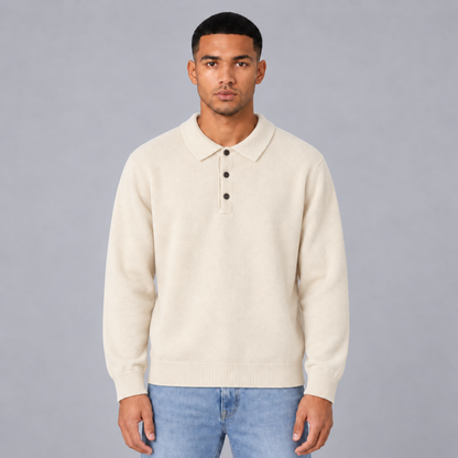 Quinten | Poloshirt met Lange Mouwen – Klassieke Kraag en Korte Knoopplacket
