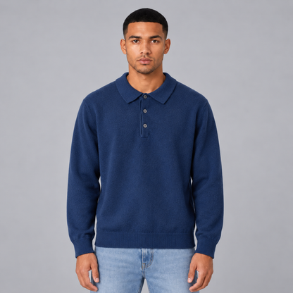 Quinten | Poloshirt met Lange Mouwen – Klassieke Kraag en Korte Knoopplacket