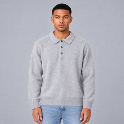 Quinten | Poloshirt met Lange Mouwen – Klassieke Kraag en Korte Knoopplacket