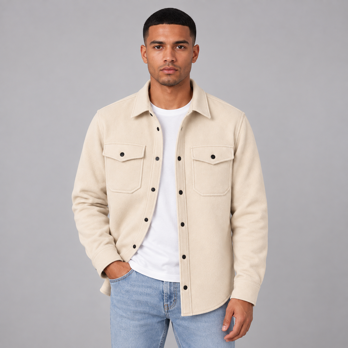 Quinten | Warm en Casual Overshirt – Borstzakken met Klep en Verzorgde Kraag