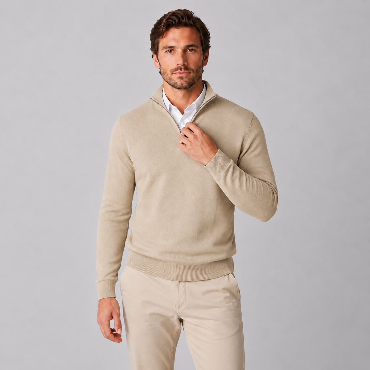 Rick | Heren Quarter-Zip Trui – Stand-Up Kraag en Verzorgde Pasvorm