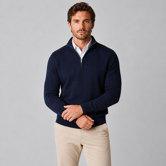 Rick | Heren Quarter-Zip Trui – Stand-Up Kraag en Verzorgde Pasvorm