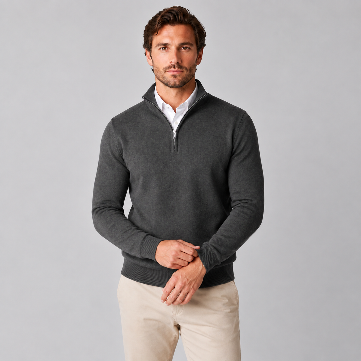 Rick | Heren Quarter-Zip Trui – Stand-Up Kraag en Verzorgde Pasvorm