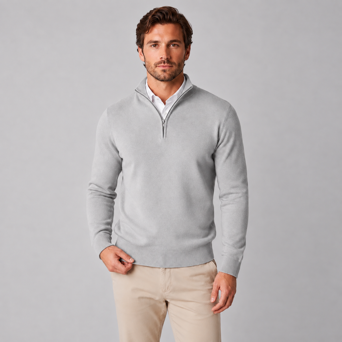 Rick | Heren Quarter-Zip Trui – Stand-Up Kraag en Verzorgde Pasvorm
