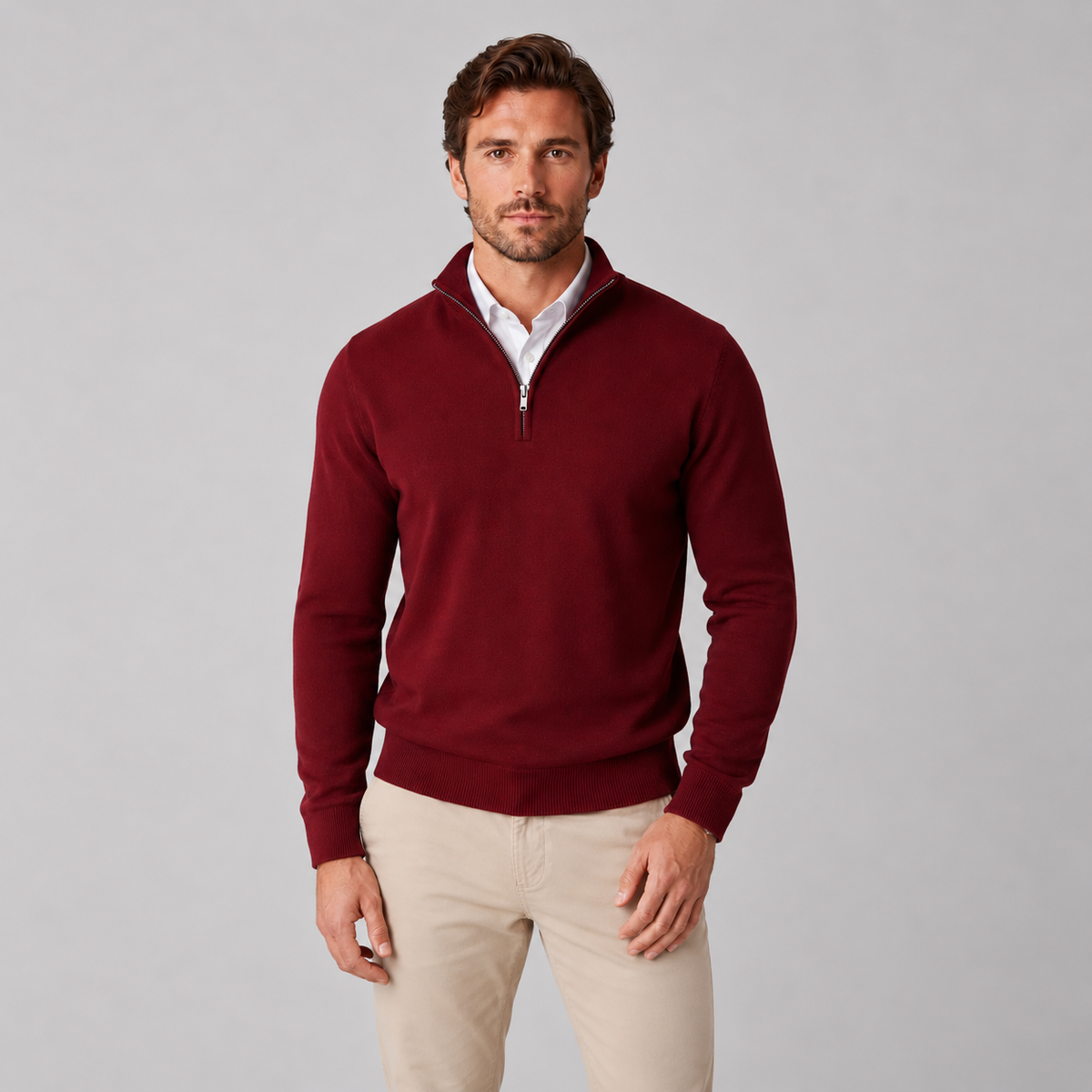 Rick | Heren Quarter-Zip Trui – Stand-Up Kraag en Verzorgde Pasvorm