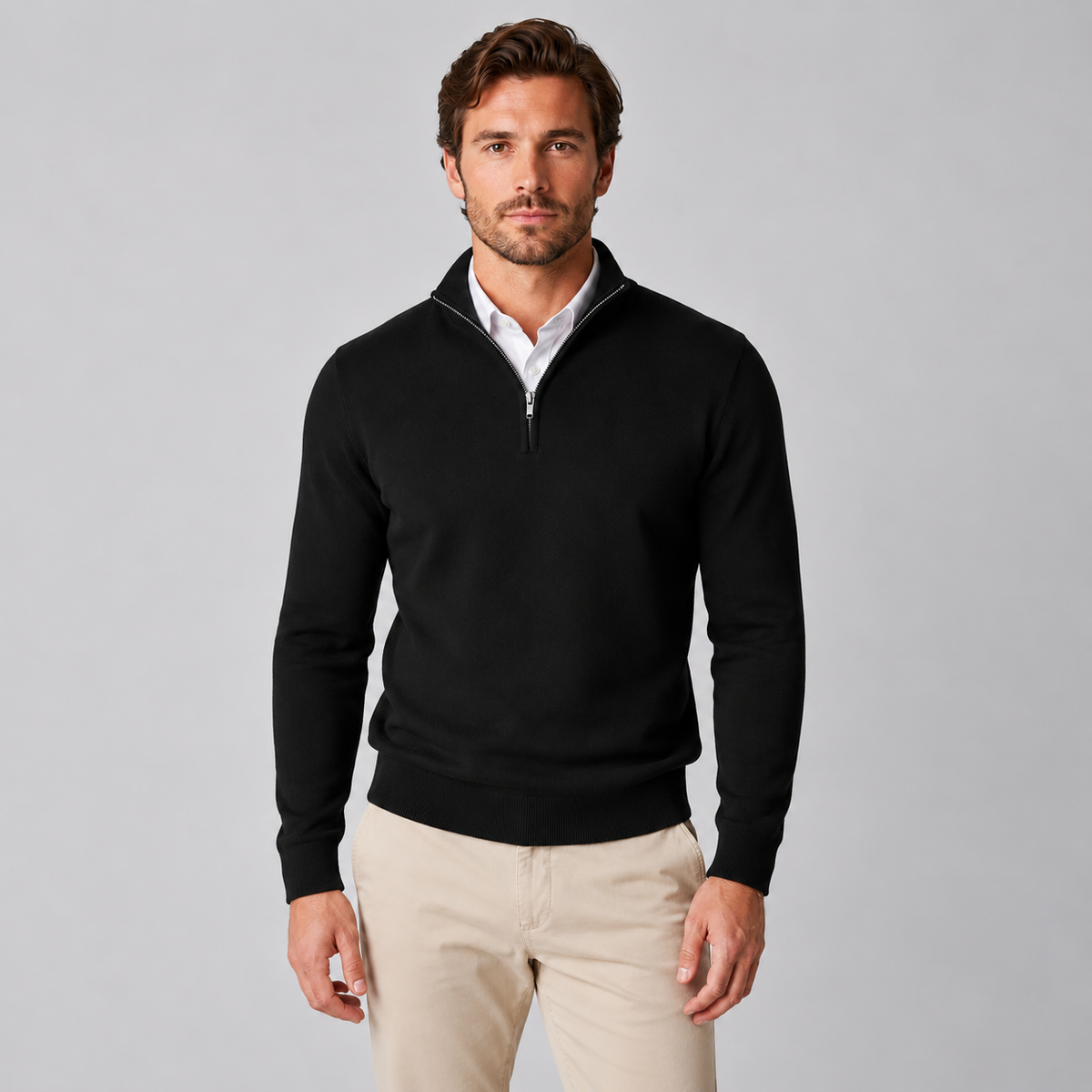 Rick | Heren Quarter-Zip Trui – Stand-Up Kraag en Verzorgde Pasvorm