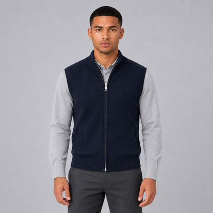 Rick | Mouwloos Gilet in Cashmere Stijl – Opstaande Kraag en Volledige Rits