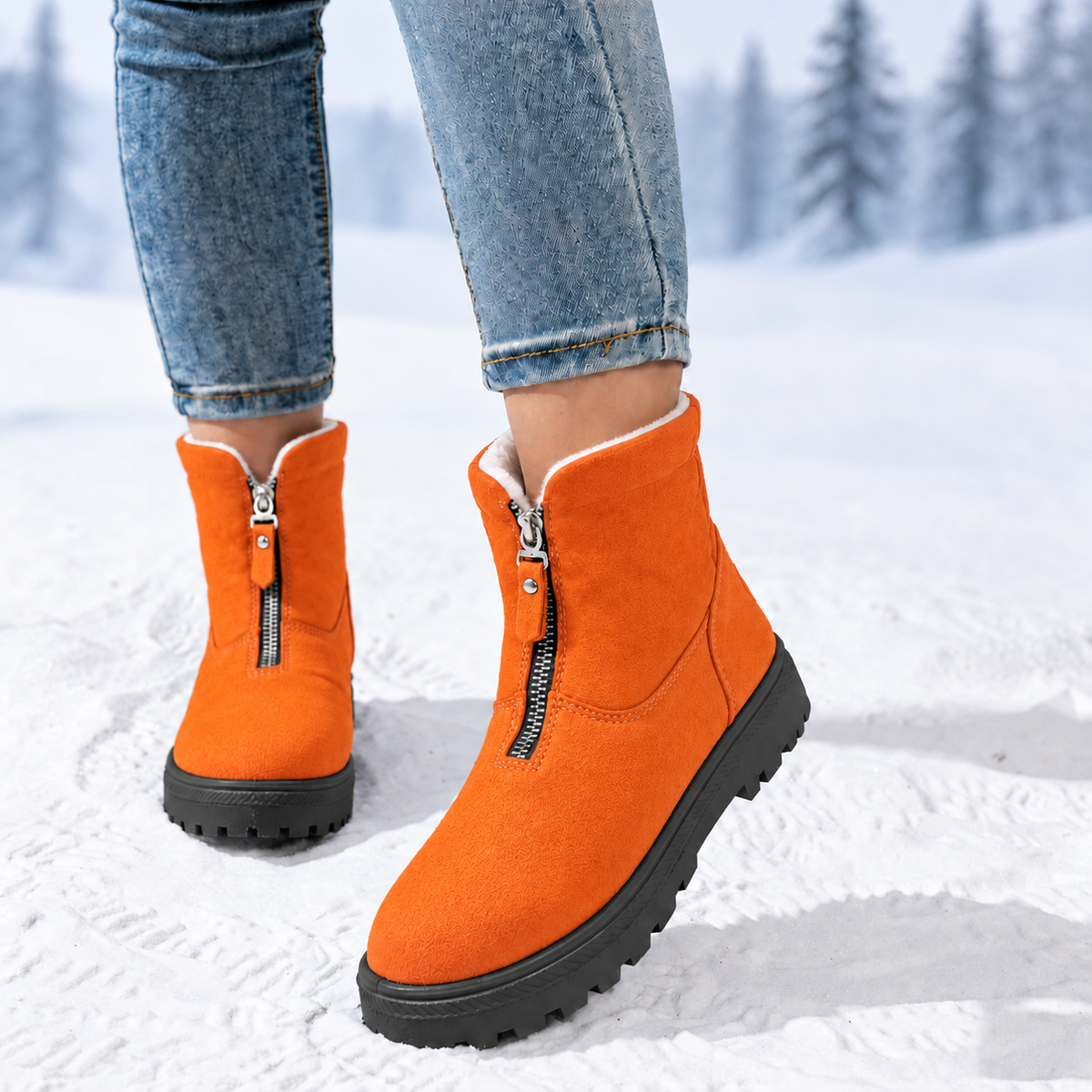 Romy | Dames Winterlaarzen Halfhoog – Veters of Zijrits en Pluche Voering