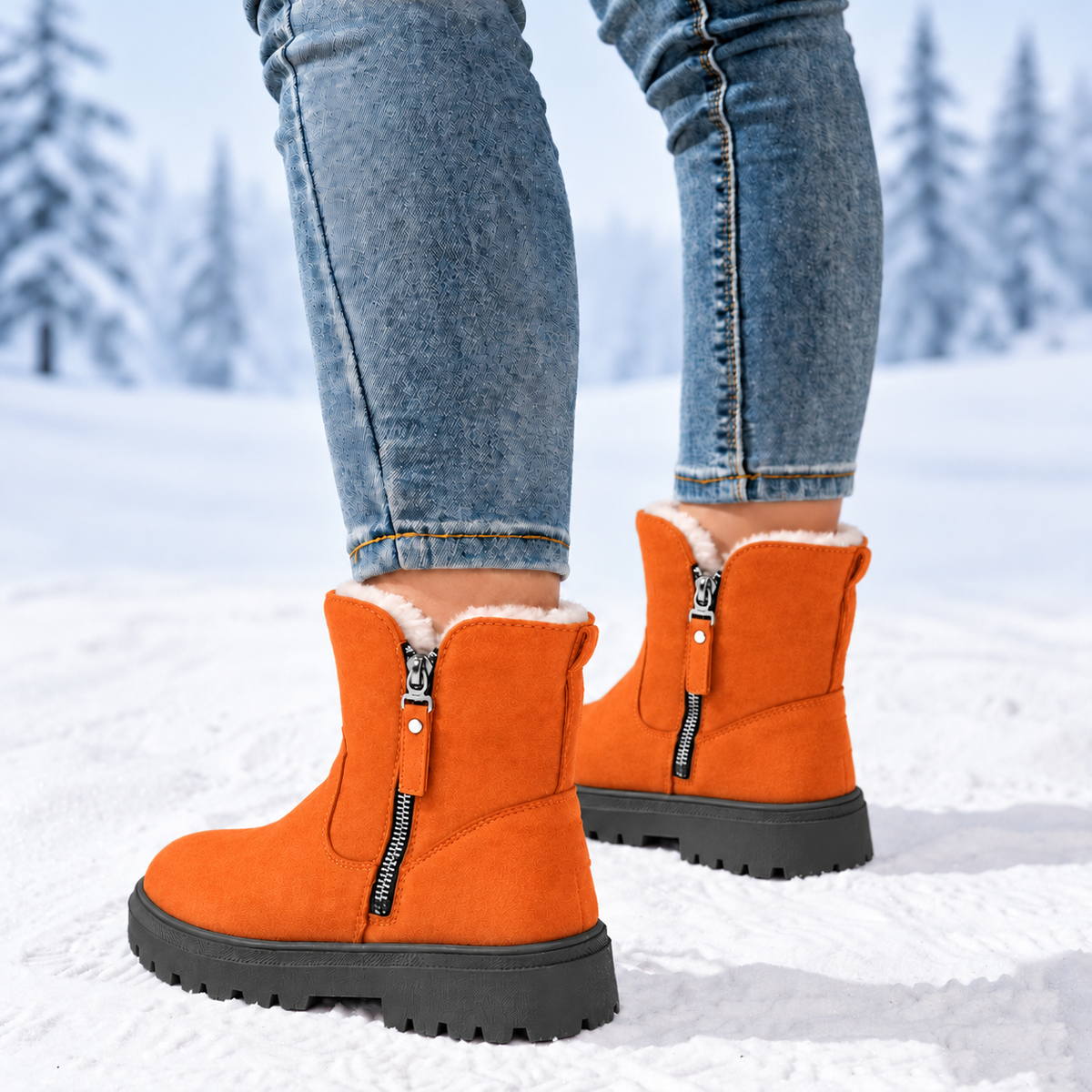 Romy | Dames Winterlaarzen Halfhoog – Veters of Zijrits en Pluche Voering