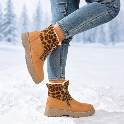 Romy | Dames Winterlaarzen Halfhoog – Veters of Zijrits en Pluche Voering