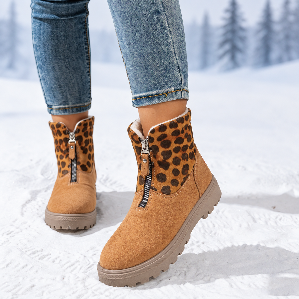 Romy | Dames Winterlaarzen Halfhoog – Veters of Zijrits en Pluche Voering