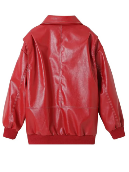 Trendy Leren Bomber Jacket