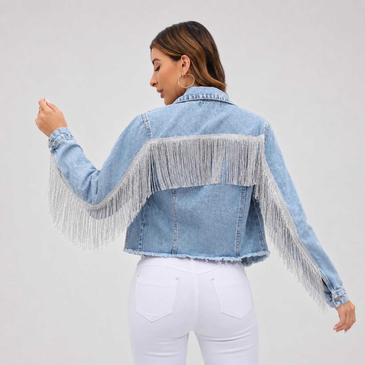 Lovia - Denim Jacket met Franje
