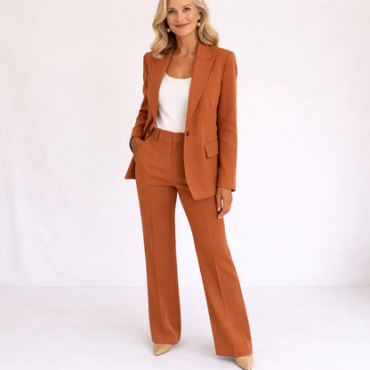 Roos | Dames Broekpak Smart Casual – Getailleerde Blazer en Lange Broek