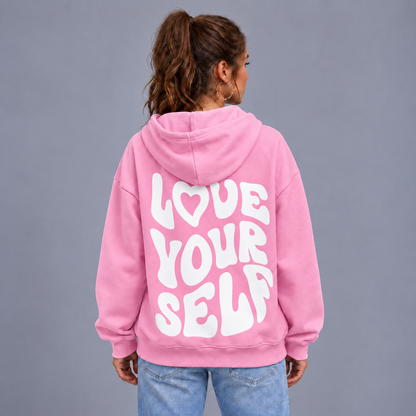 Roos | Warme Oversized Hoodie met Grafische Print – Verstelbare Capuchon