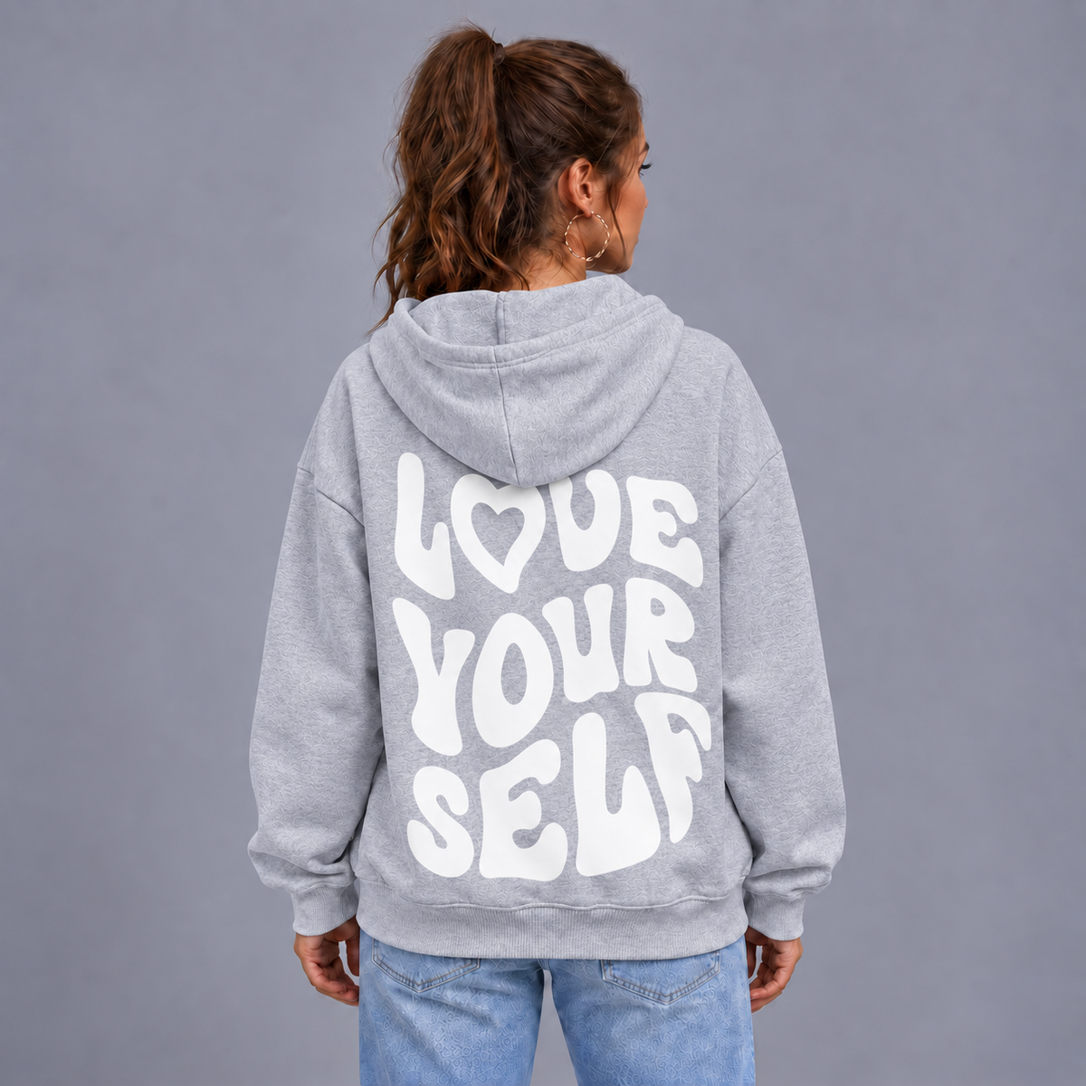 Roos | Warme Oversized Hoodie met Grafische Print – Verstelbare Capuchon