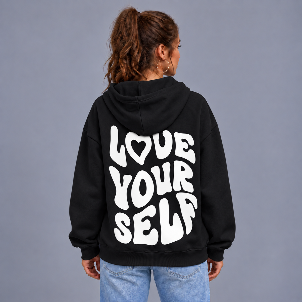 Roos | Warme Oversized Hoodie met Grafische Print – Verstelbare Capuchon