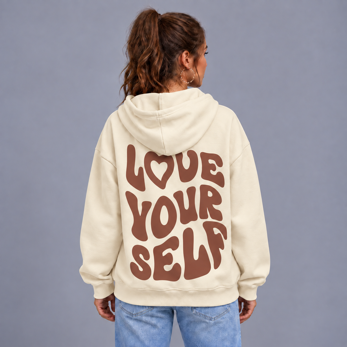 Roos | Warme Oversized Hoodie met Grafische Print – Verstelbare Capuchon
