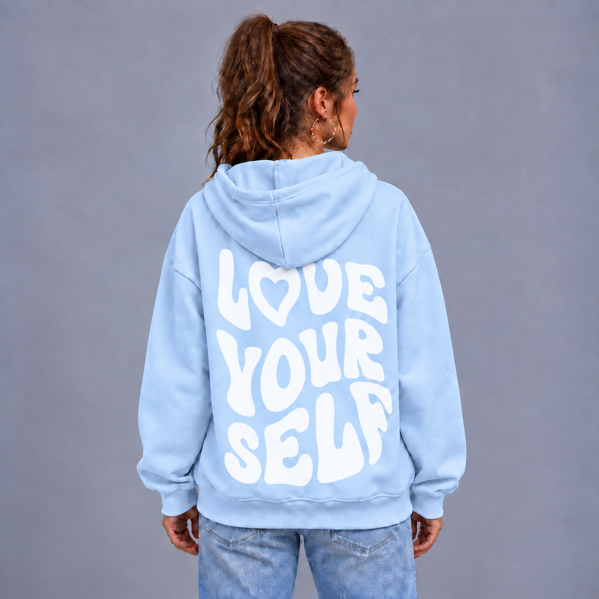 Roos | Warme Oversized Hoodie met Grafische Print – Verstelbare Capuchon