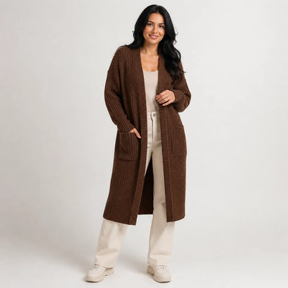 Sanne | Extra Lang Oversized Vest – Open Voorkant en Zachte Structuur