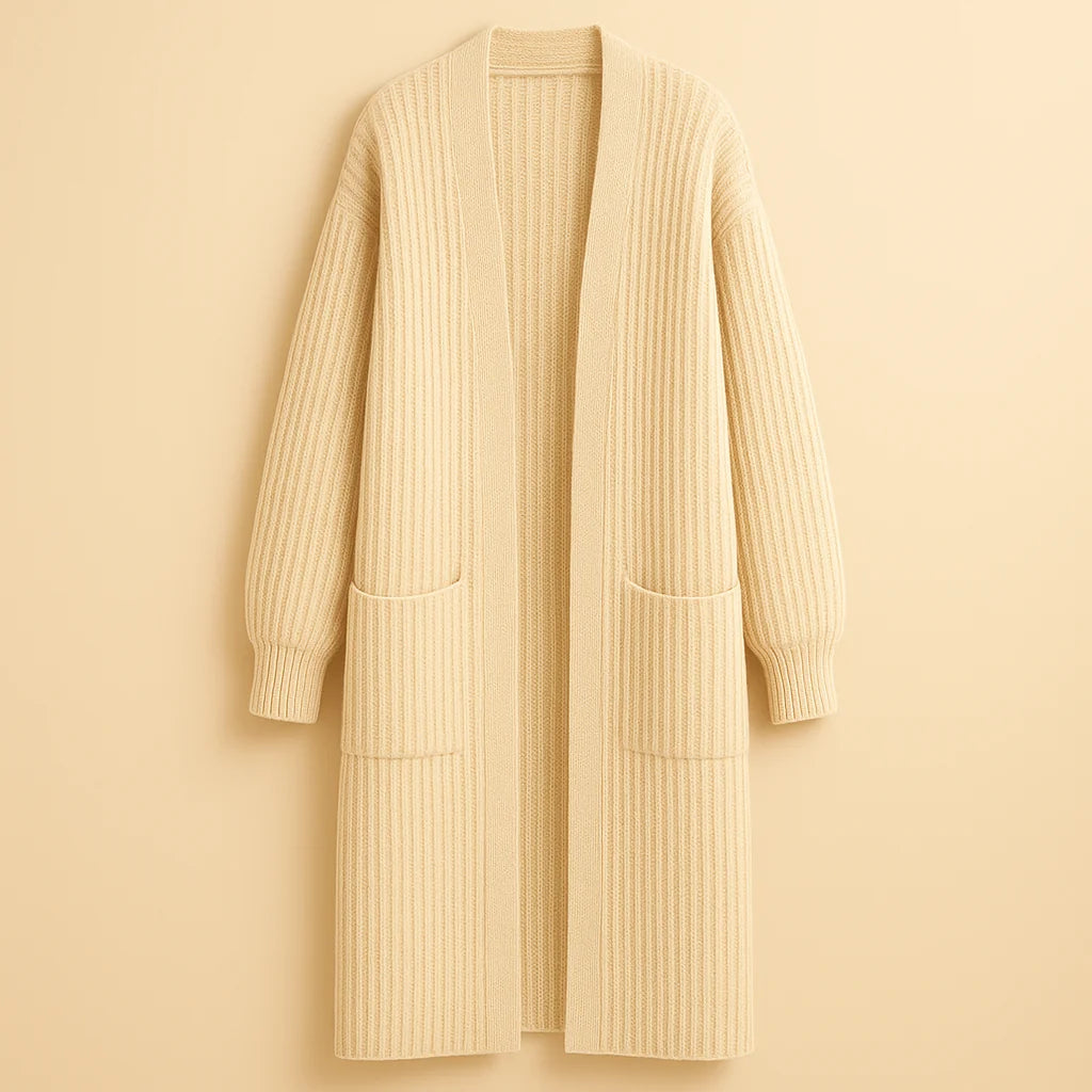 Sanne | Extra Lang Oversized Vest – Open Voorkant en Zachte Structuur