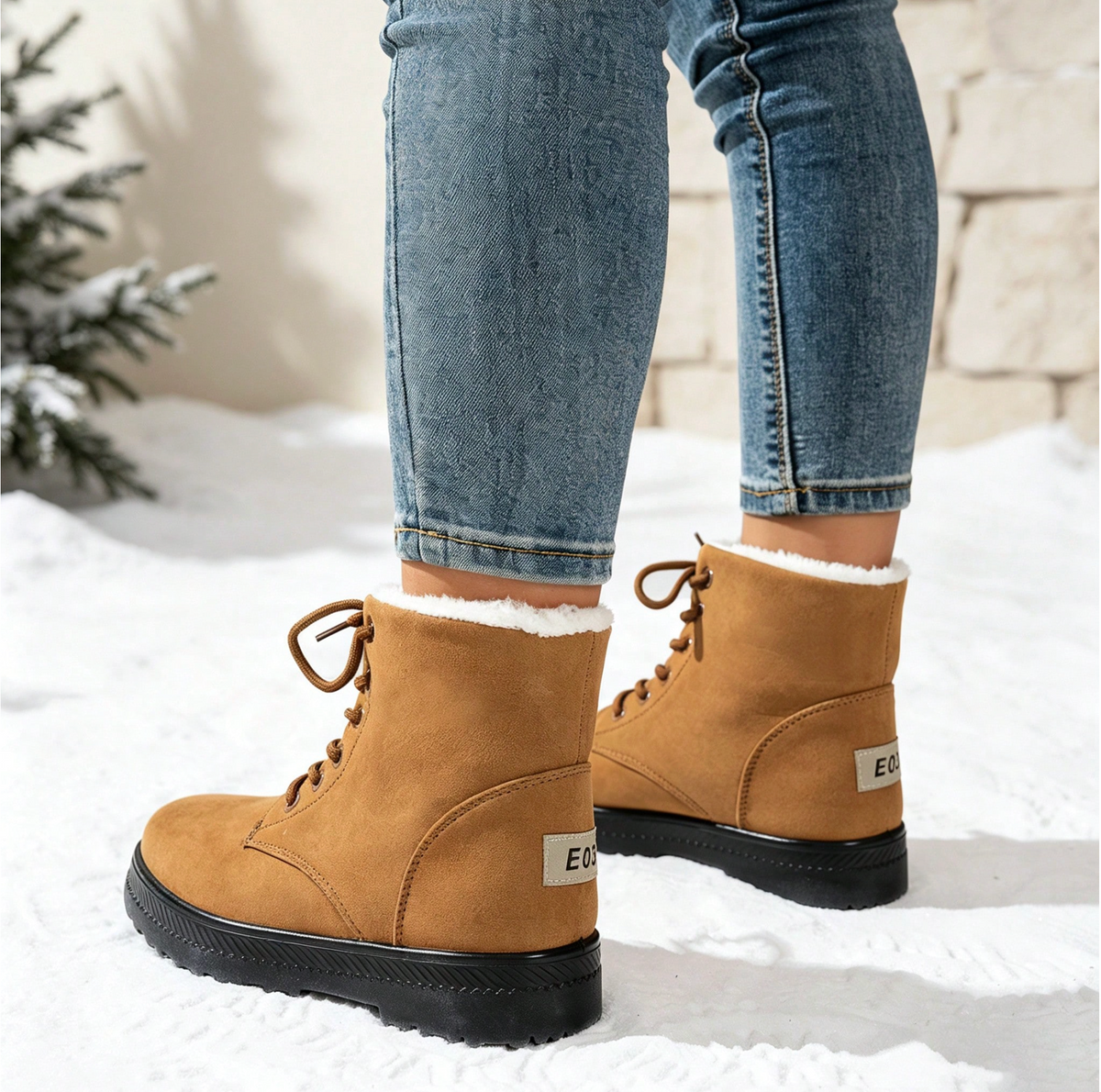 Romy | Dames Winterlaarzen Halfhoog – Veters of Zijrits en Pluche Voering