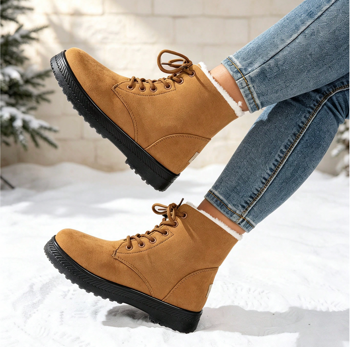 Romy | Dames Winterlaarzen Halfhoog – Veters of Zijrits en Pluche Voering