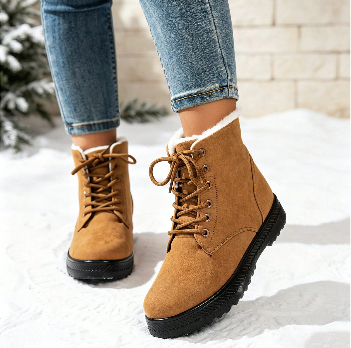 Romy | Dames Winterlaarzen Halfhoog – Veters of Zijrits en Pluche Voering