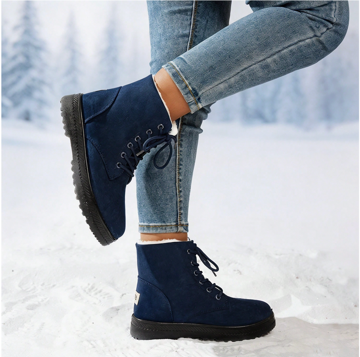 Romy | Dames Winterlaarzen Halfhoog – Veters of Zijrits en Pluche Voering
