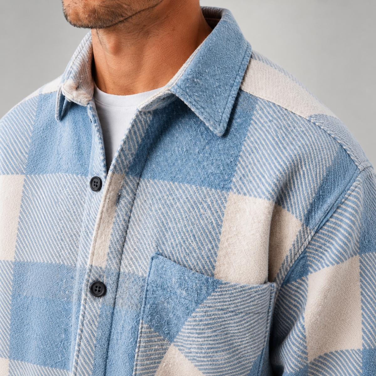 Sem | Overshirt met Ruitpatroon – Zachte Structuur en Borstzak